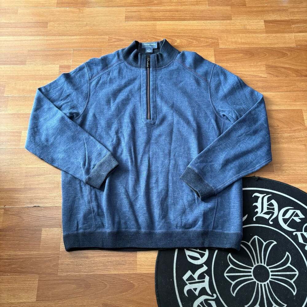 Tommy Bahama Reversible Flipsider Half Zip Pullover Sweater L